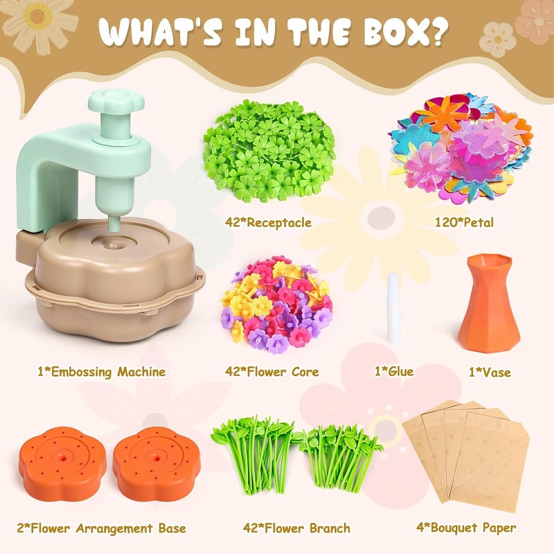 Scvcid DIY Art Flower Toys Include Extra Accessories Set, Arts and Crafts Activity Kit for Kids Ages 3-12, Fabric Bouquet Craft for Toddler, Birthday Gifts for 3 4 5 6 7 8 9 10 11 12 Year Old Girls - Image 3